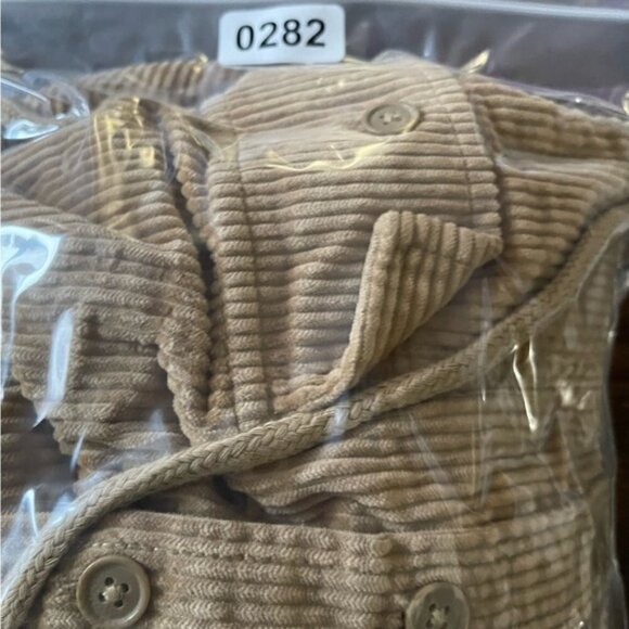 American Eagle AE Hooded Cropped Corduroy Button-Up Shirt Shacket Tan new NWT S - Picture 15 of 15